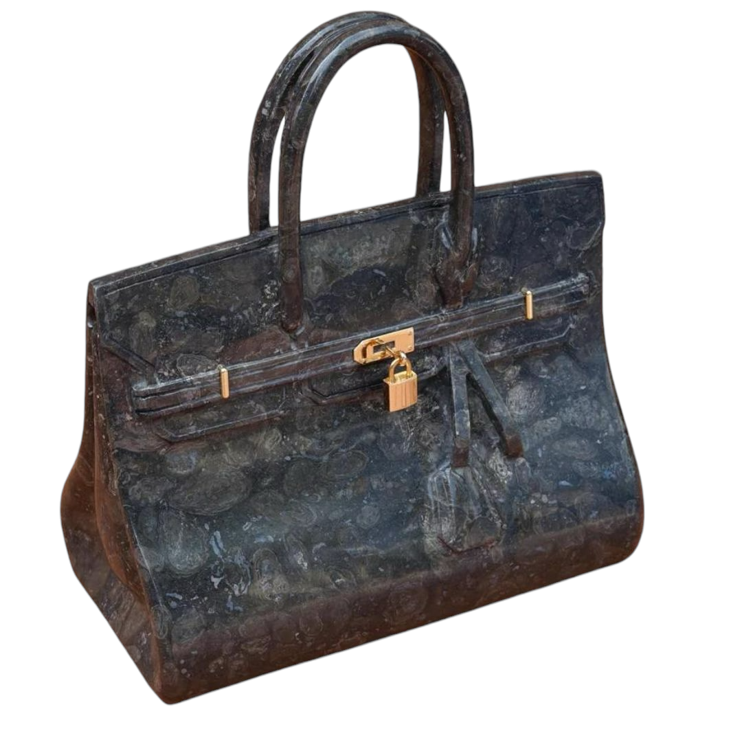 A Million Promises Black — Hand Carved Stone Bag Sculpture | Fringe
