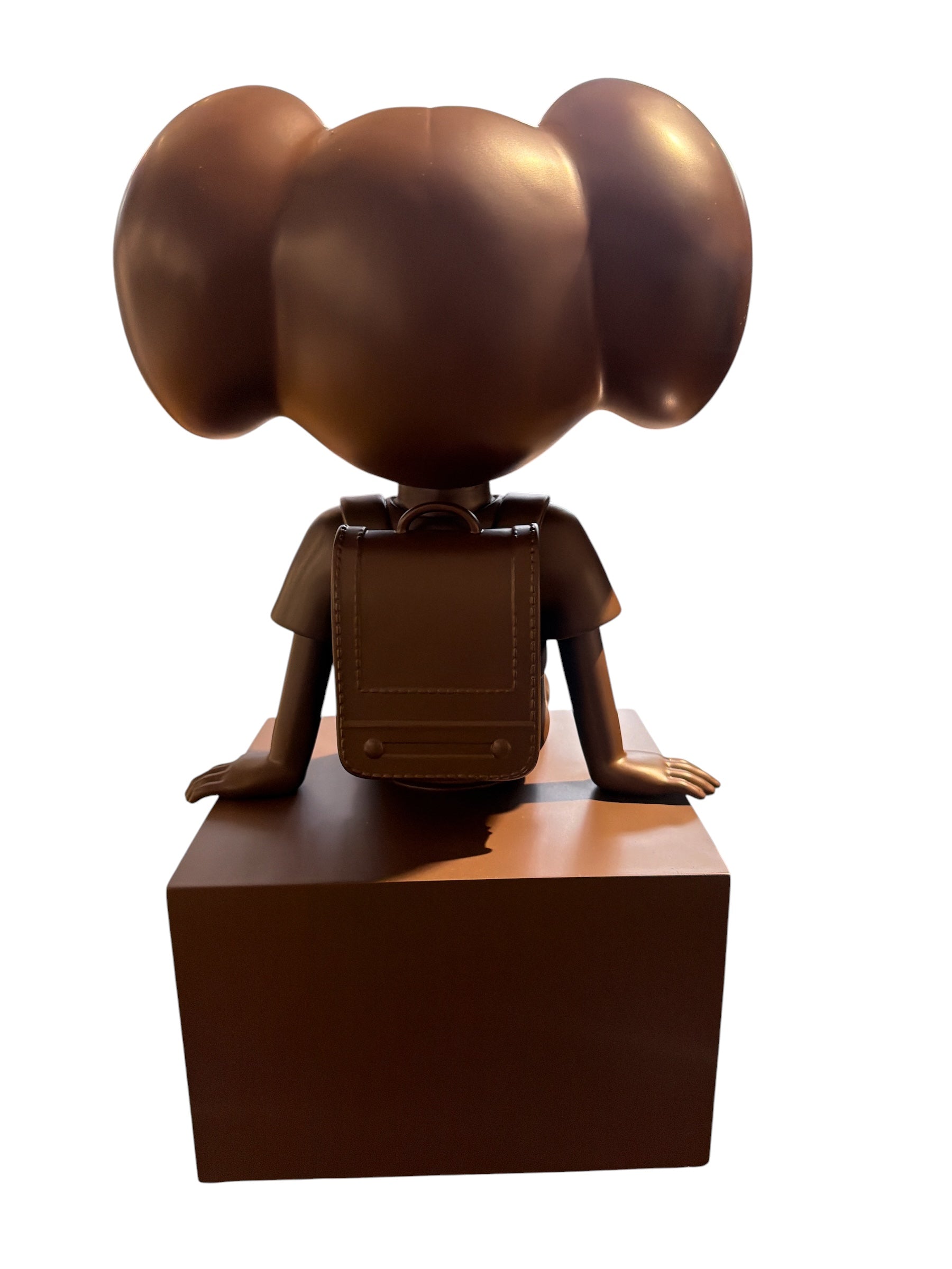 Fringe Quiet Boy sculpture detail, matte bronze finish