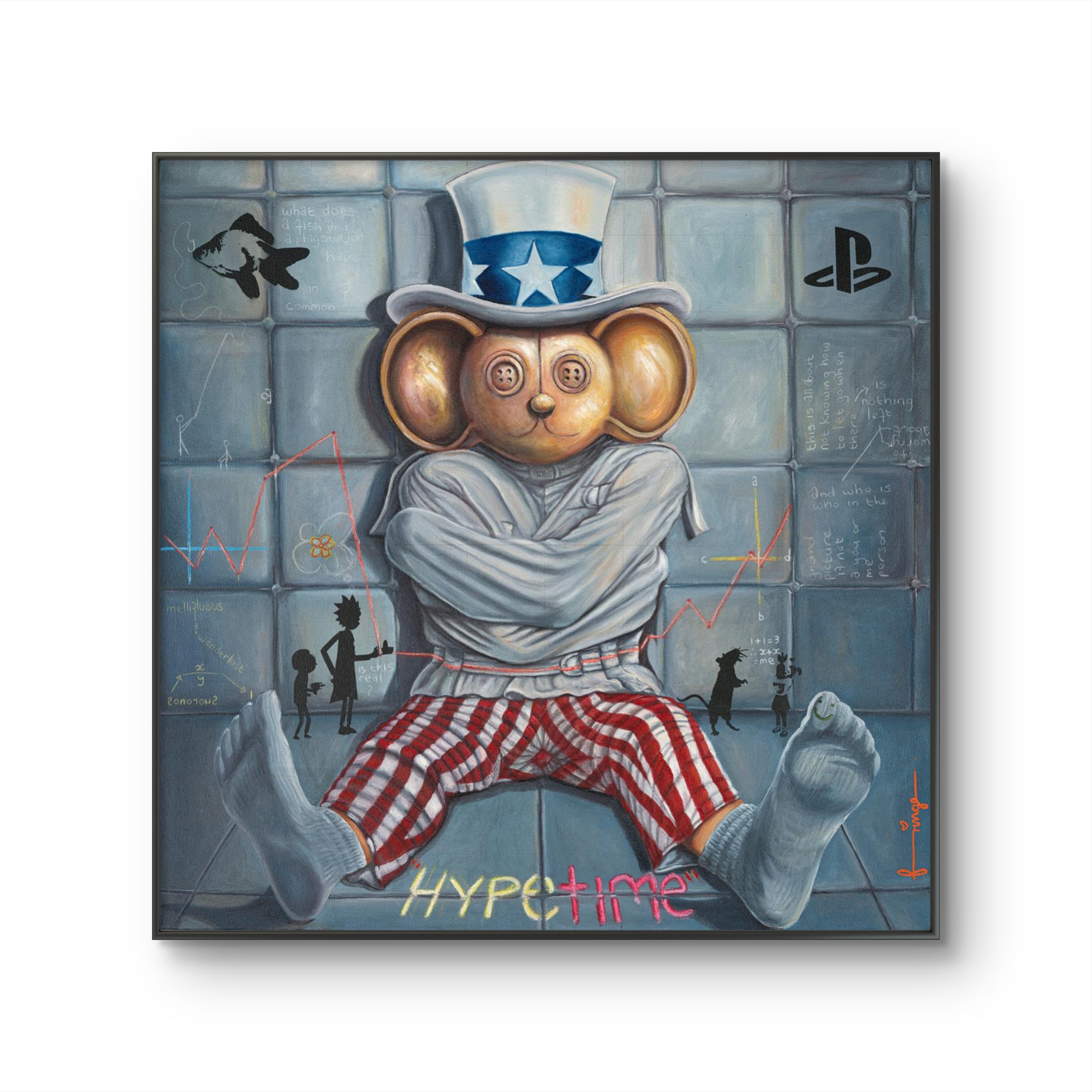 Hypetime by Fringe, side angle view of oil on canvas artwork