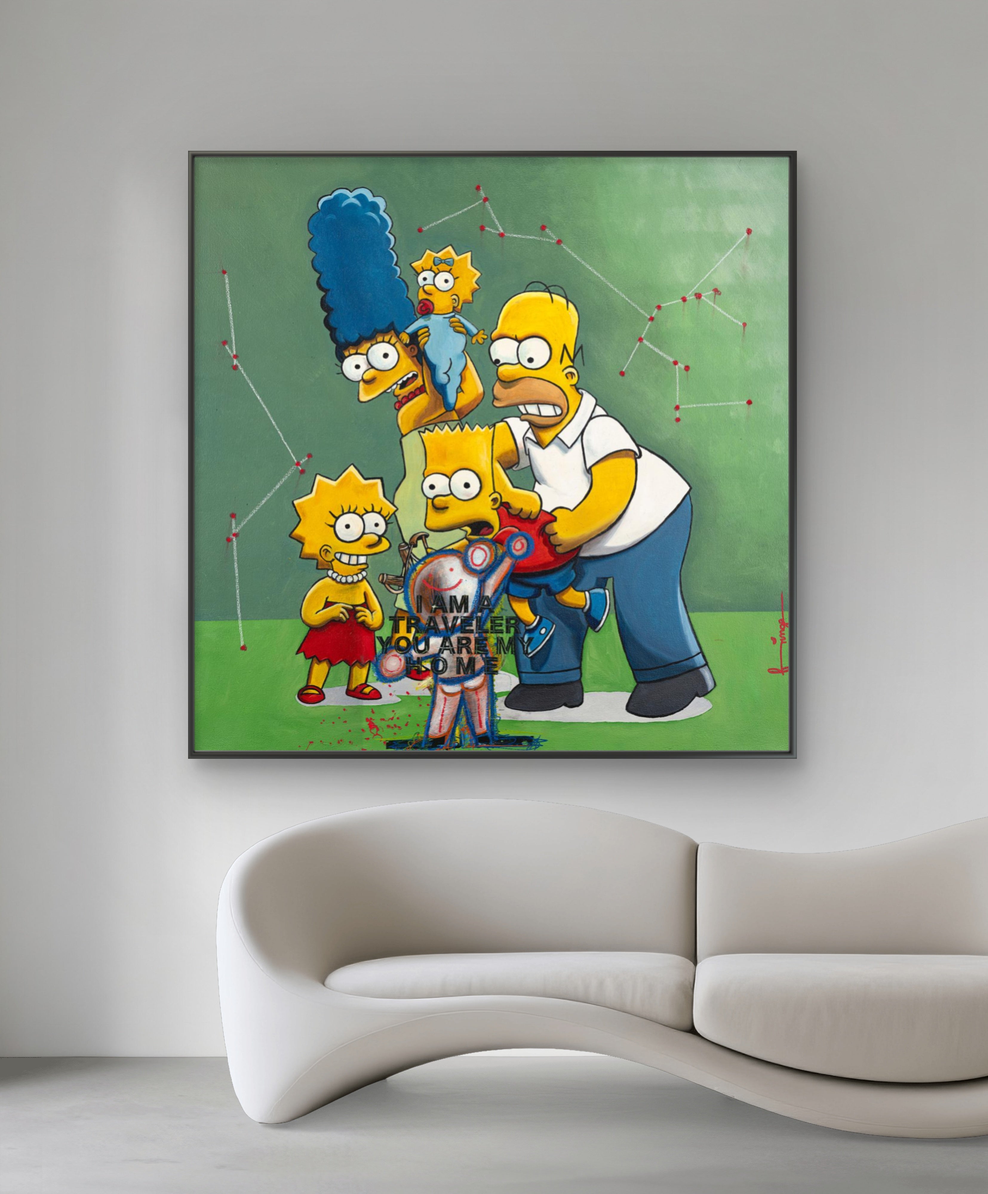 I am a Traveller by Fringe – close-up of central imagery bart Simpson