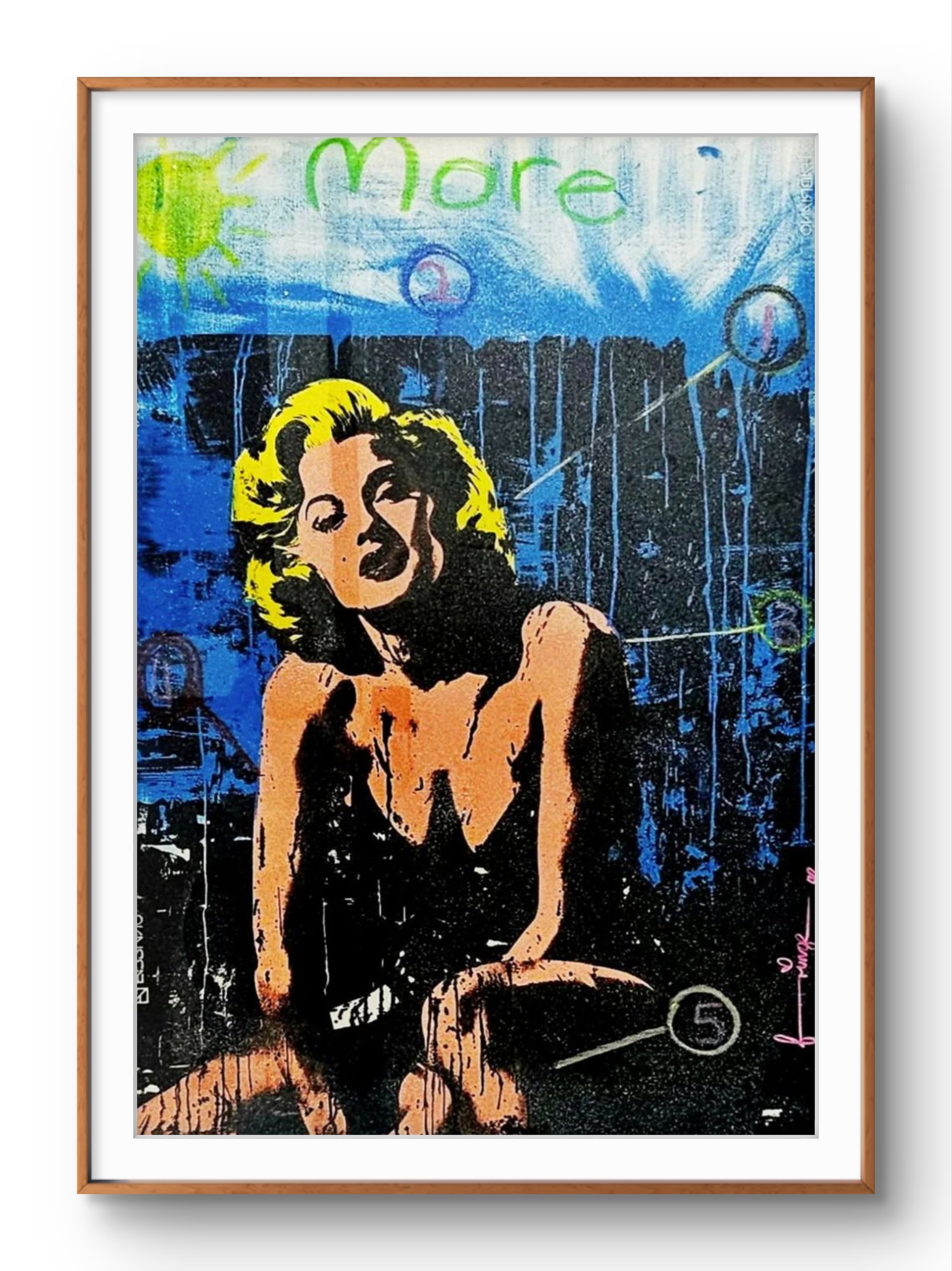More - original silkscreen, mixed media artwork on paper by Fringe, 70x100cm