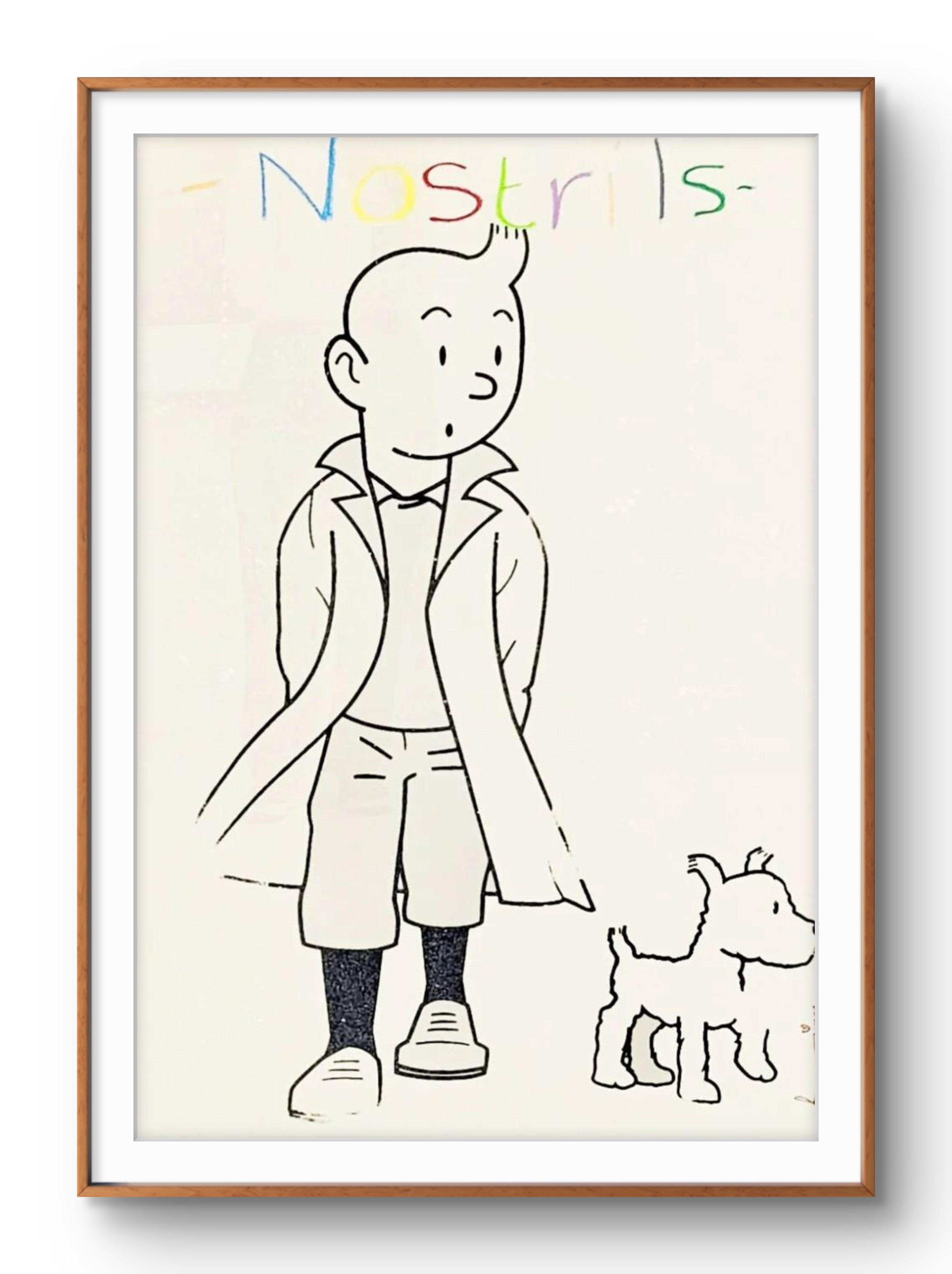 Nostrils - original silkscreen, mixed media artwork on paper by Fringe, 70x100cm framed