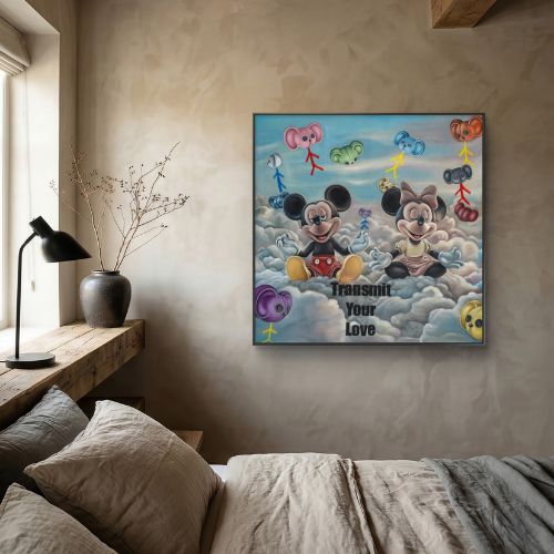 Transmit Your Love by Fringe – original oil on canvas, contemporary pop art