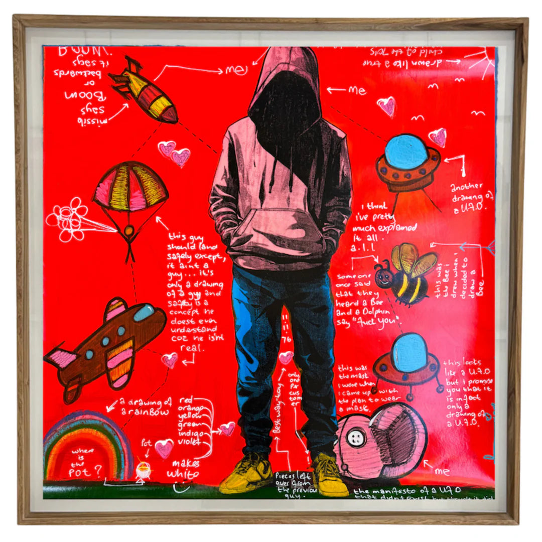 Boom by Fringe – oil and mixed media on Fabriano paper, contemporary pop art