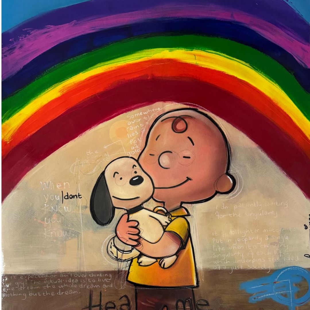 Heal Me by Fringe – oil and mixed media on Fabriano paper, contemporary pop art