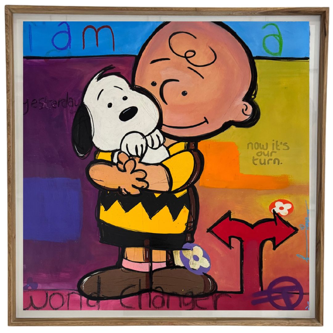 I Am A World Changer by Fringe – oil and mixed media on Fabriano paper, contemporary pop art