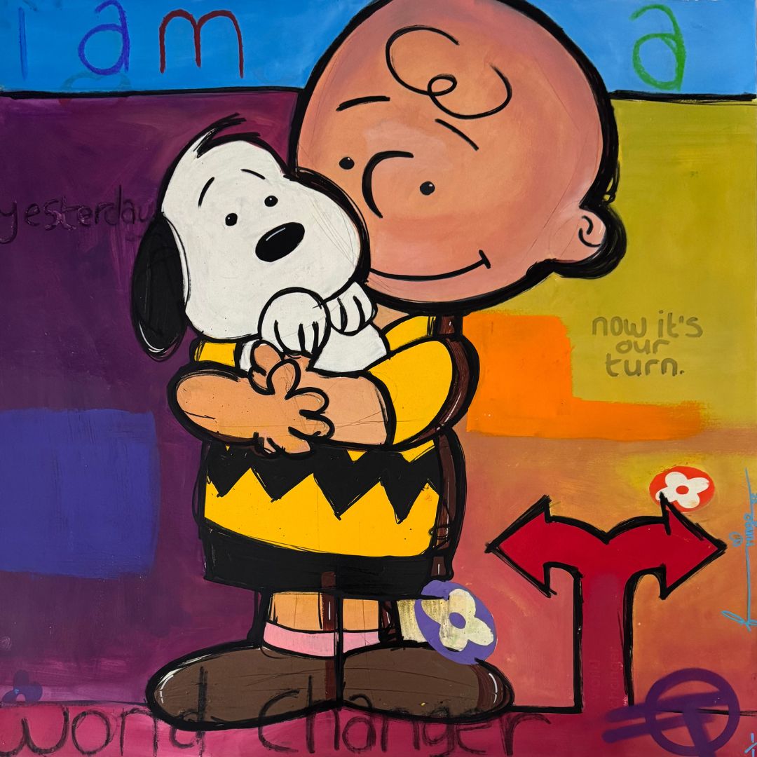 I Am A World Changer by Fringe – oil and mixed media on Fabriano paper, contemporary pop art
