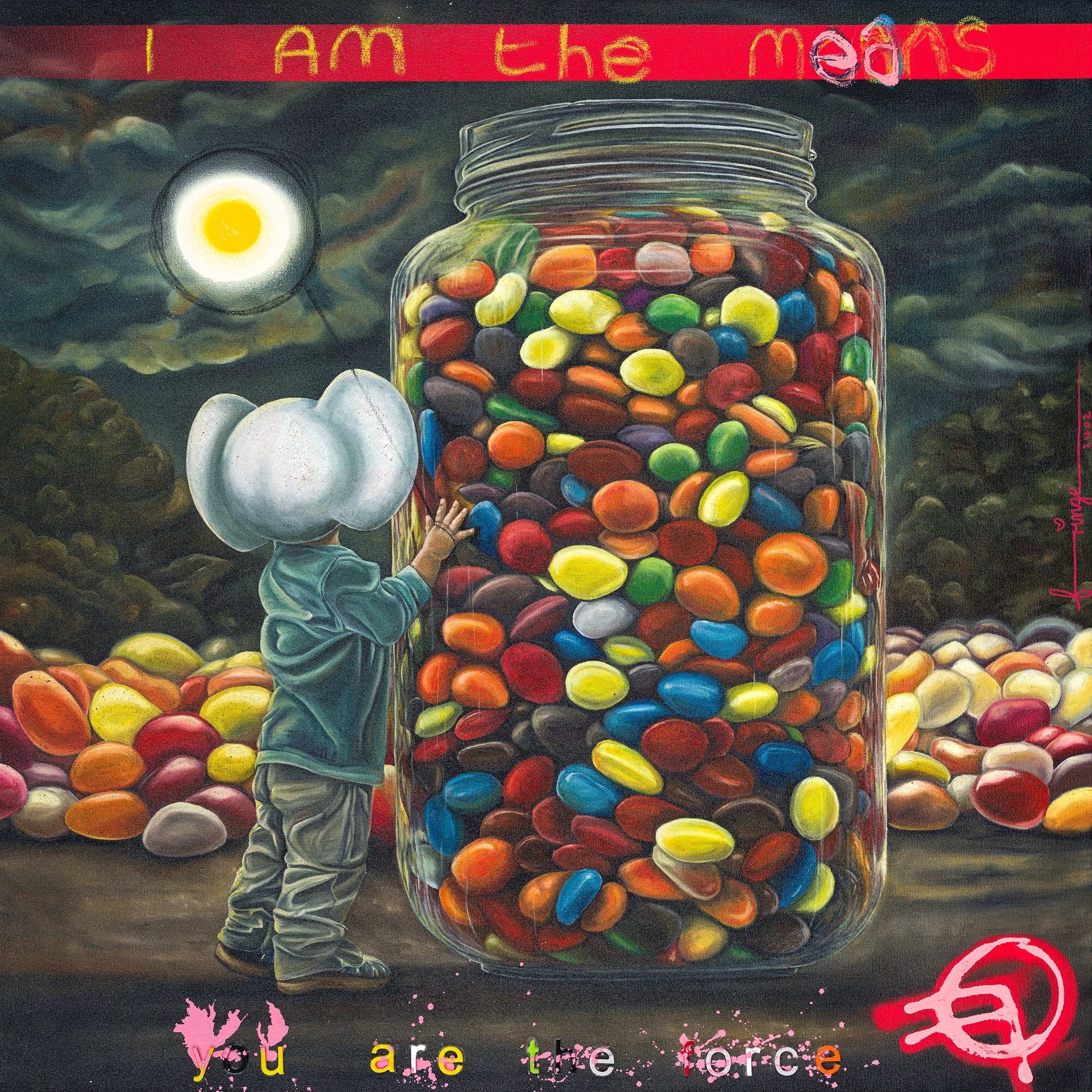 I Am The Means by Fringe – original oil on canvas, contemporary pop art