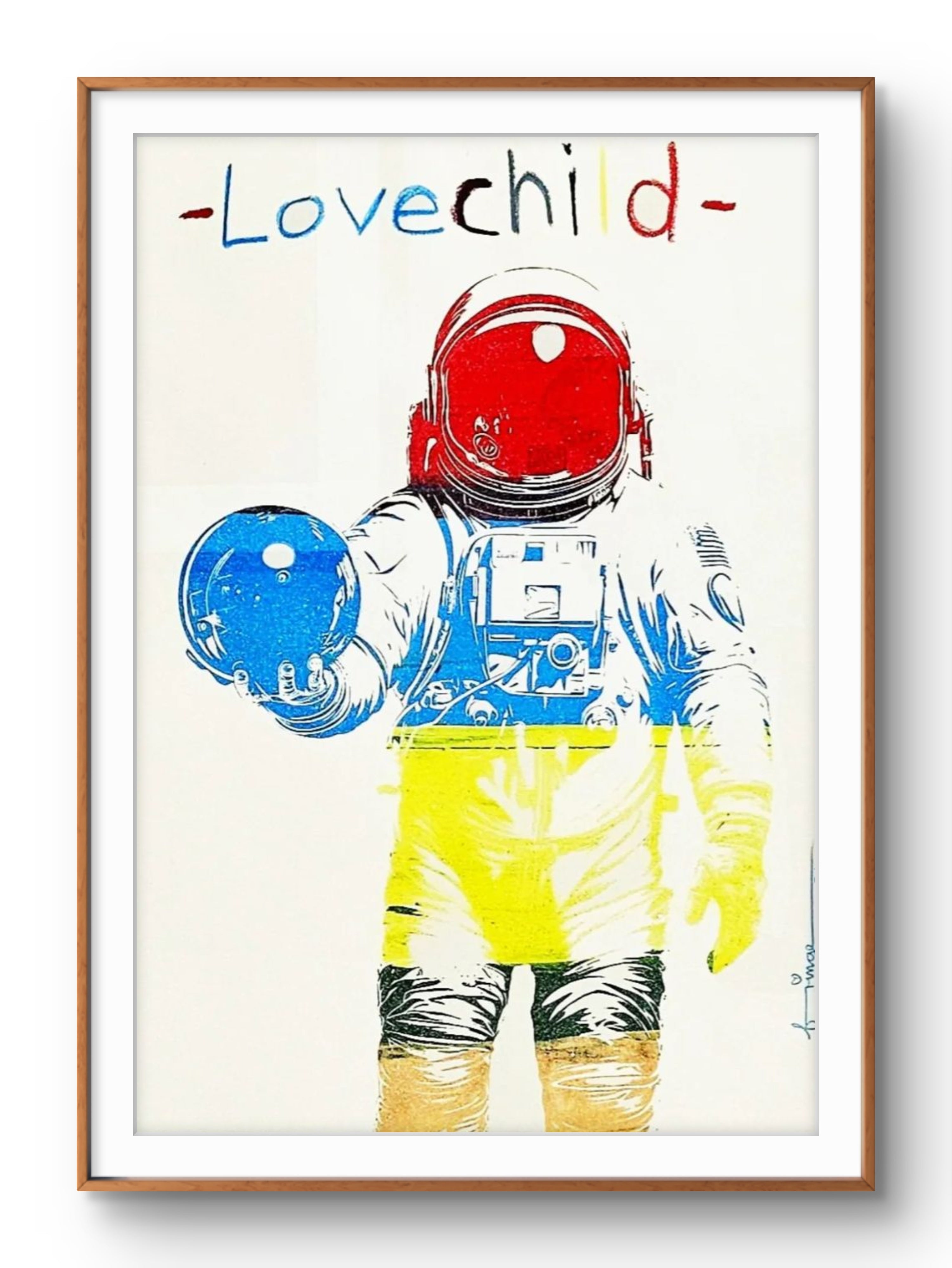 Love Child - original silkscreen, mixed media artwork on paper by Fringe, 70x100cm framed