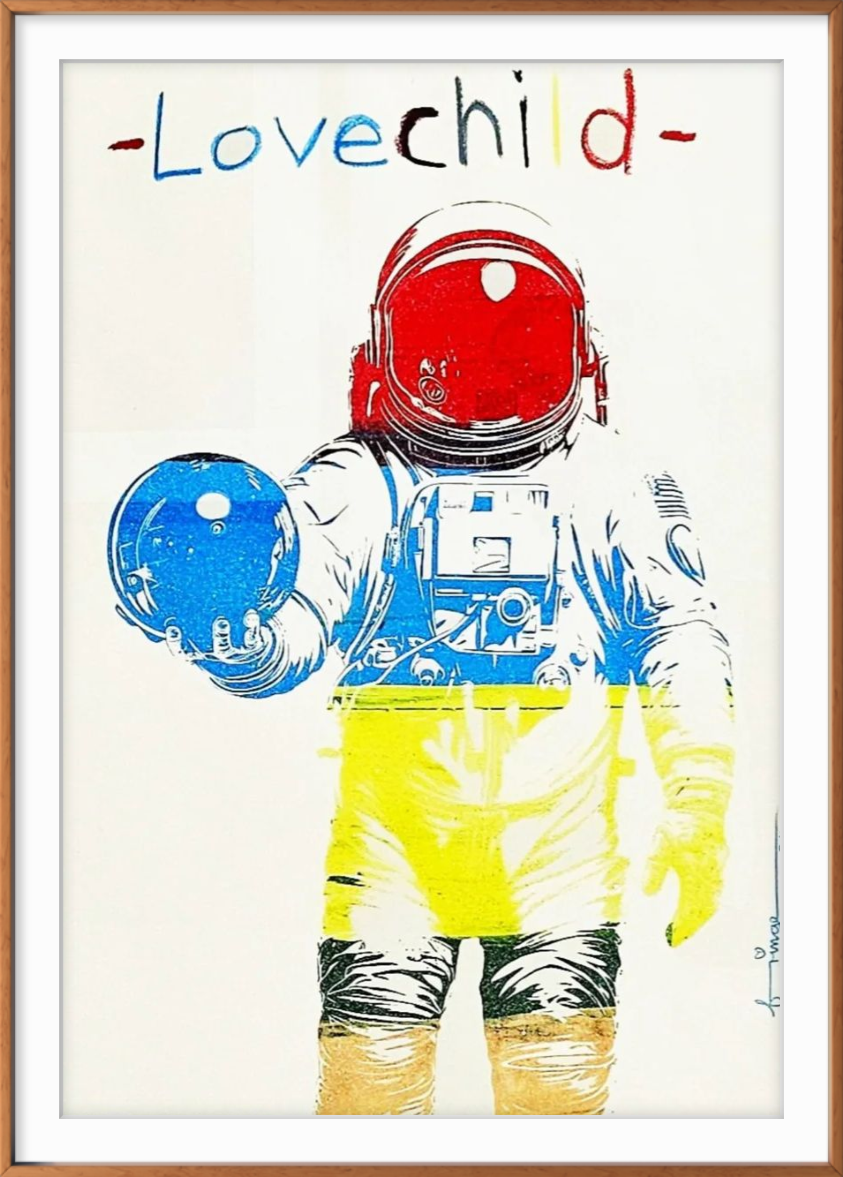 Love Child - original silkscreen, mixed media artwork on paper by Fringe, 70x100cm framed