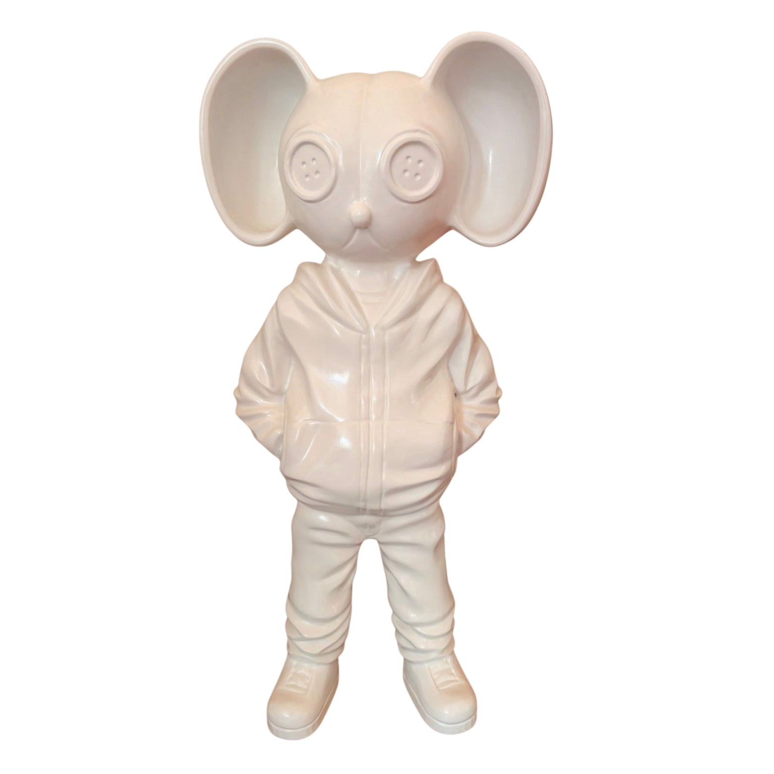 Mylo White by Fringe — white bronze sculpture, front view, 60cm
