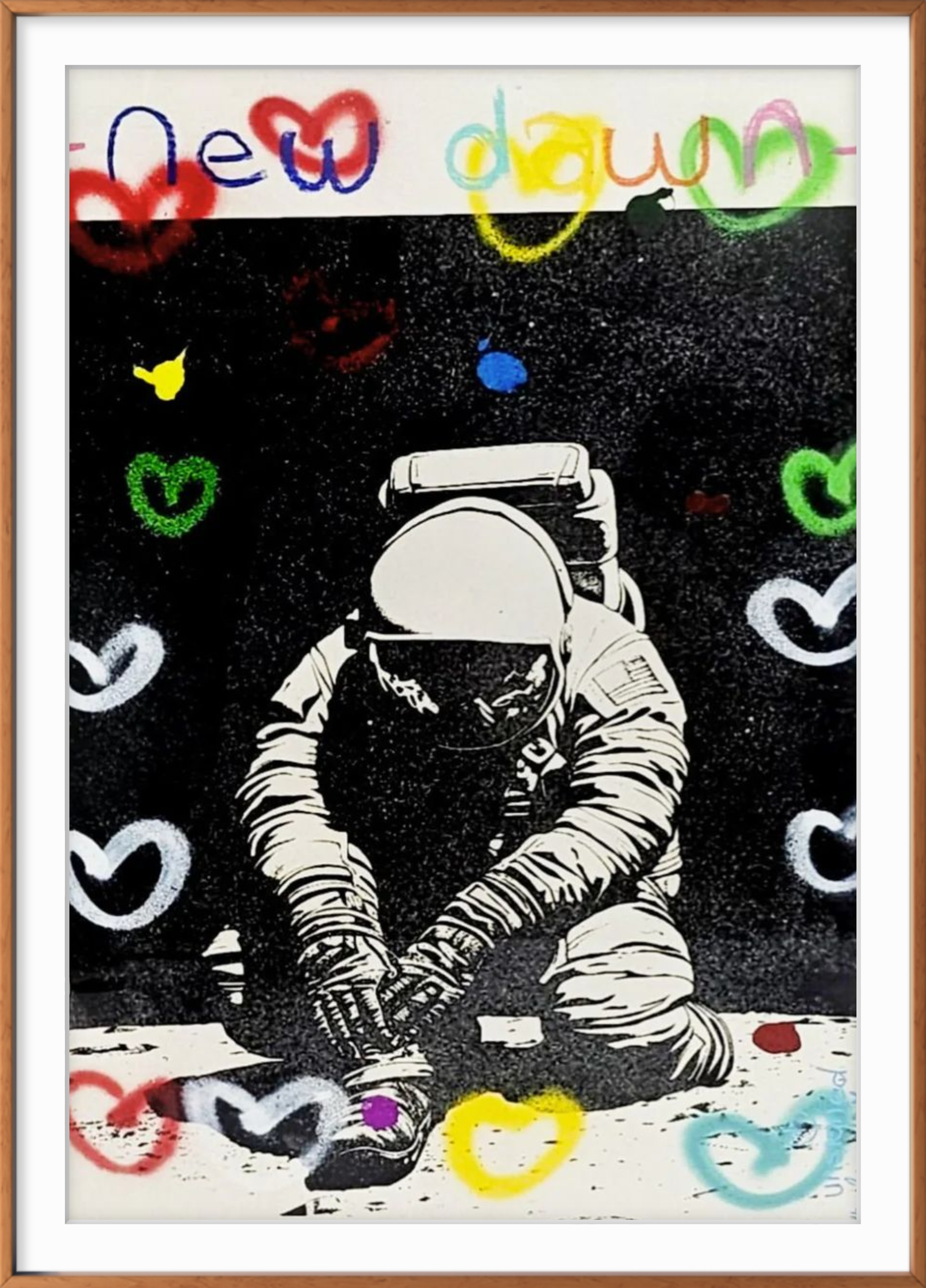 New Dawn - original diamond dust silkscreen by Fringe, 70x100cm framed artwork on paper