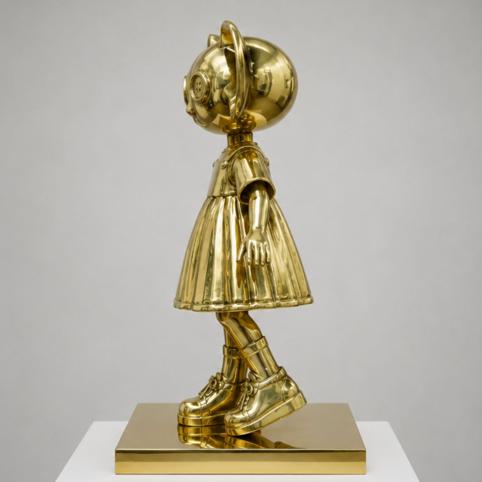 Nova by Fringe — gold high-gloss bronze sculpture, alternate angle, 60cm