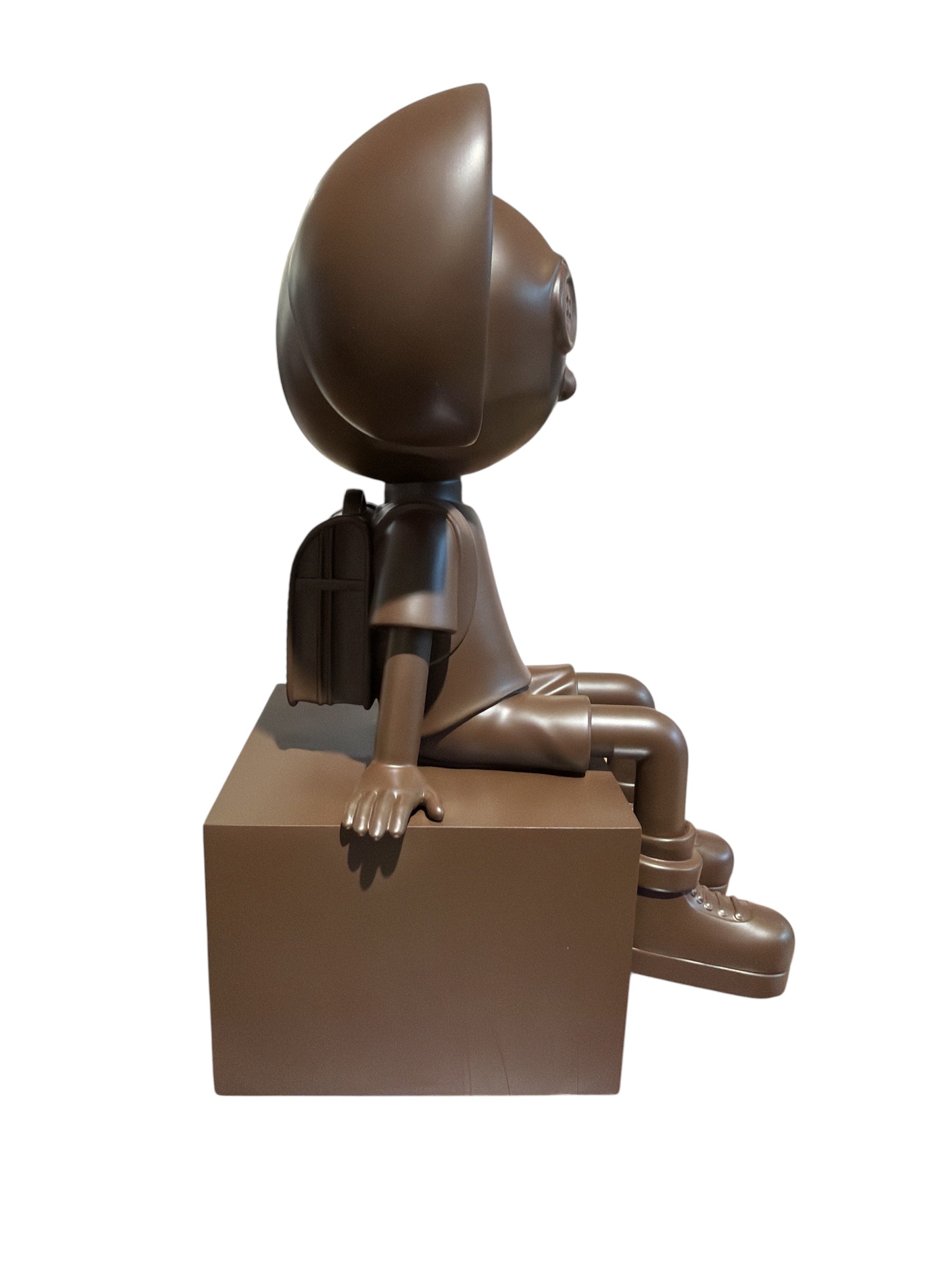 Quiet Boy Bronze art toy by Fringe, side angle, Edition 7