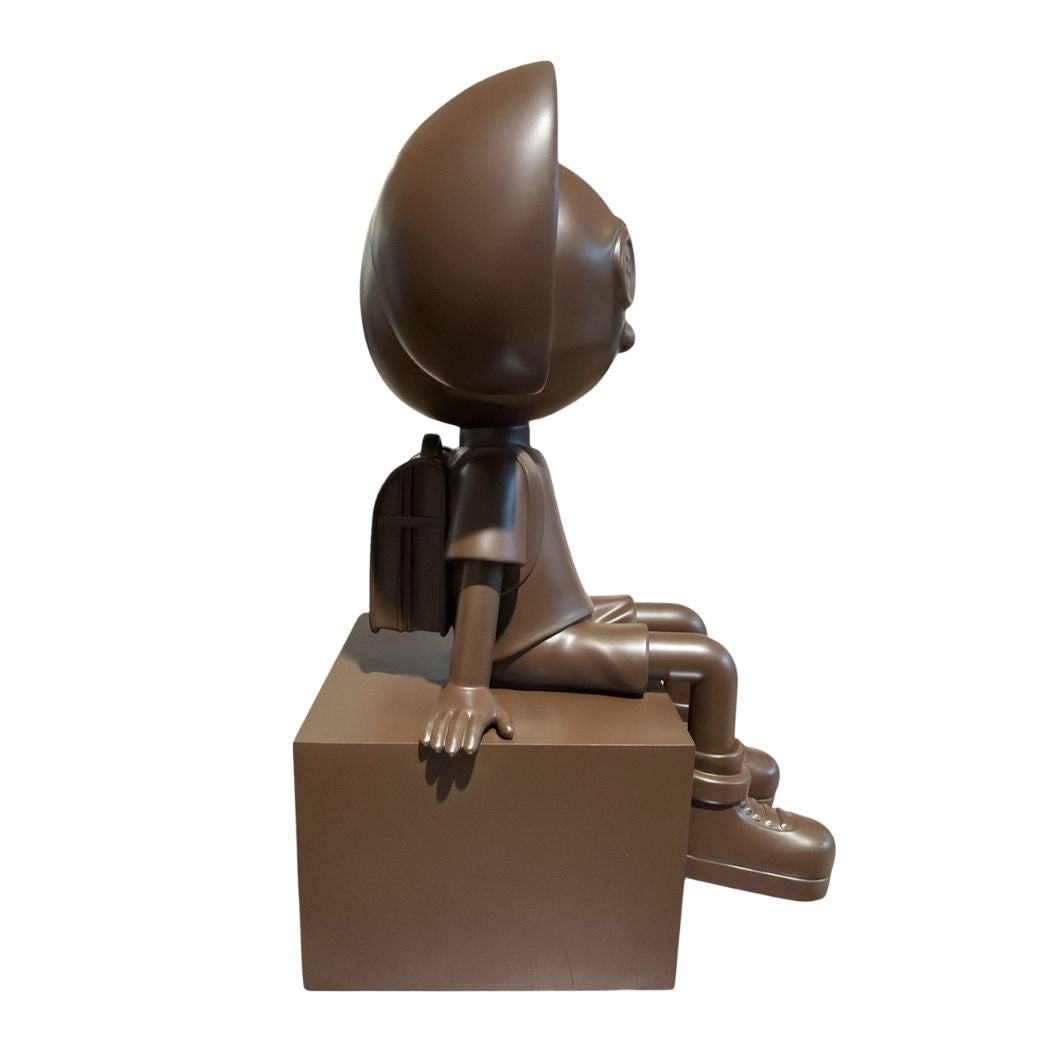 Quiet Boy by Fringe – chocolate brown patina resin art toy, The Quiet Collection, contemporary pop art