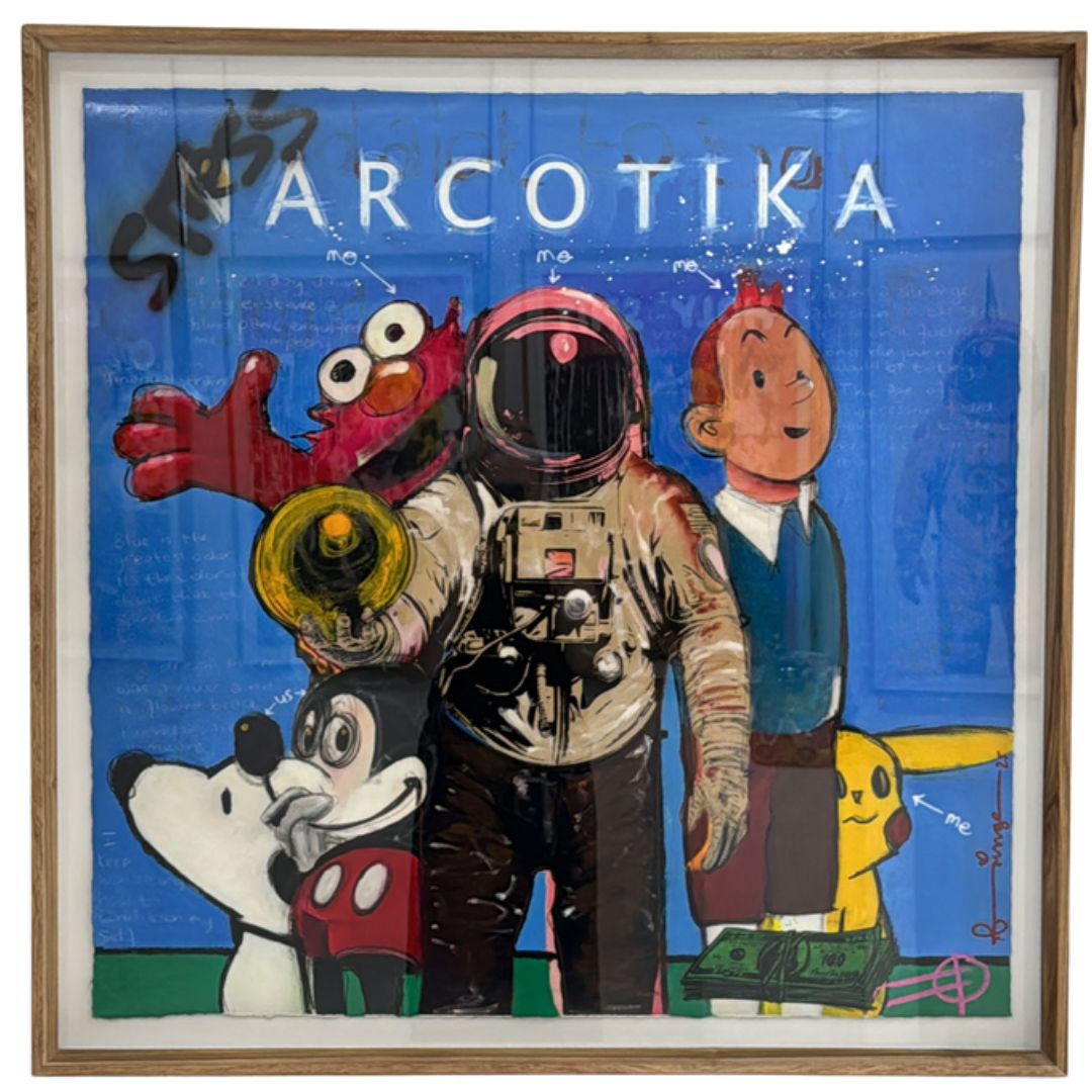 Stress Narcotika by Fringe – oil and mixed media on Fabriano paper, contemporary pop art