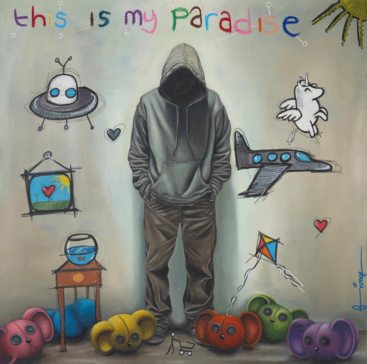 This Is My Paradise by Fringe – original oil on canvas, contemporary pop art