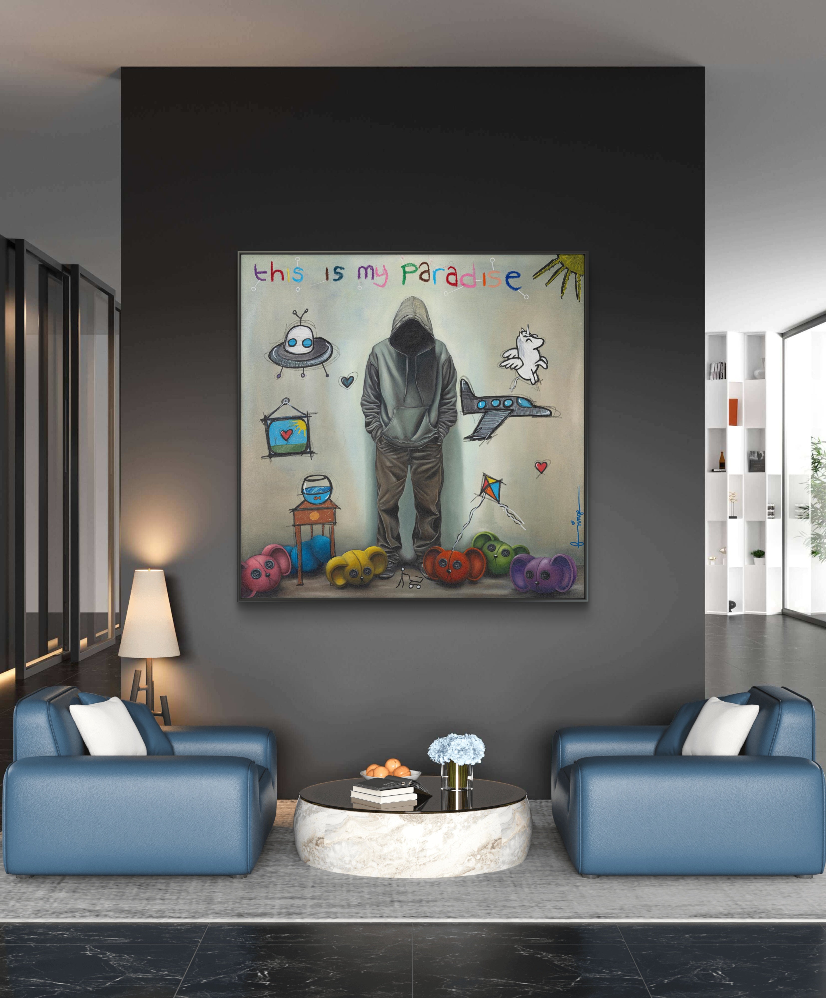 This Is My Paradise by Fringe – original oil on canvas, contemporary pop art