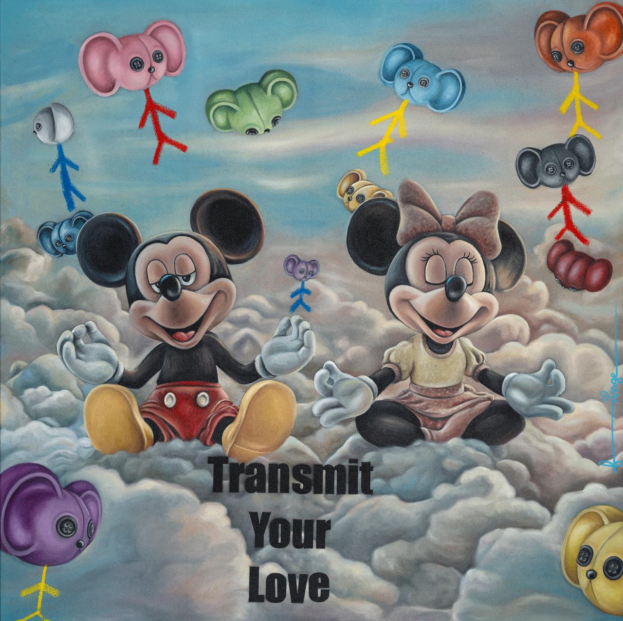 Transmit Your Love by Fringe – original oil on canvas, contemporary pop art