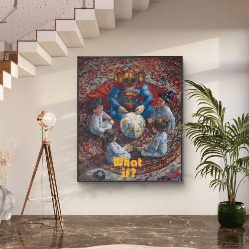 What If by Fringe – original oil on canvas, contemporary pop art