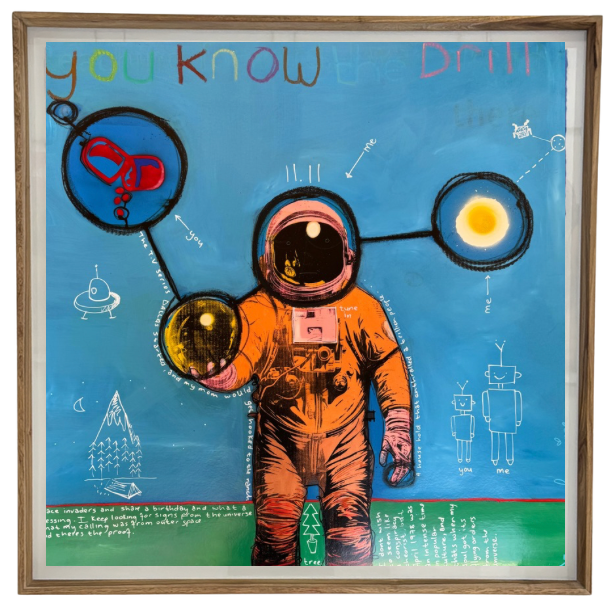 You Know The Drill by Fringe – oil and mixed media on Fabriano paper, contemporary pop art